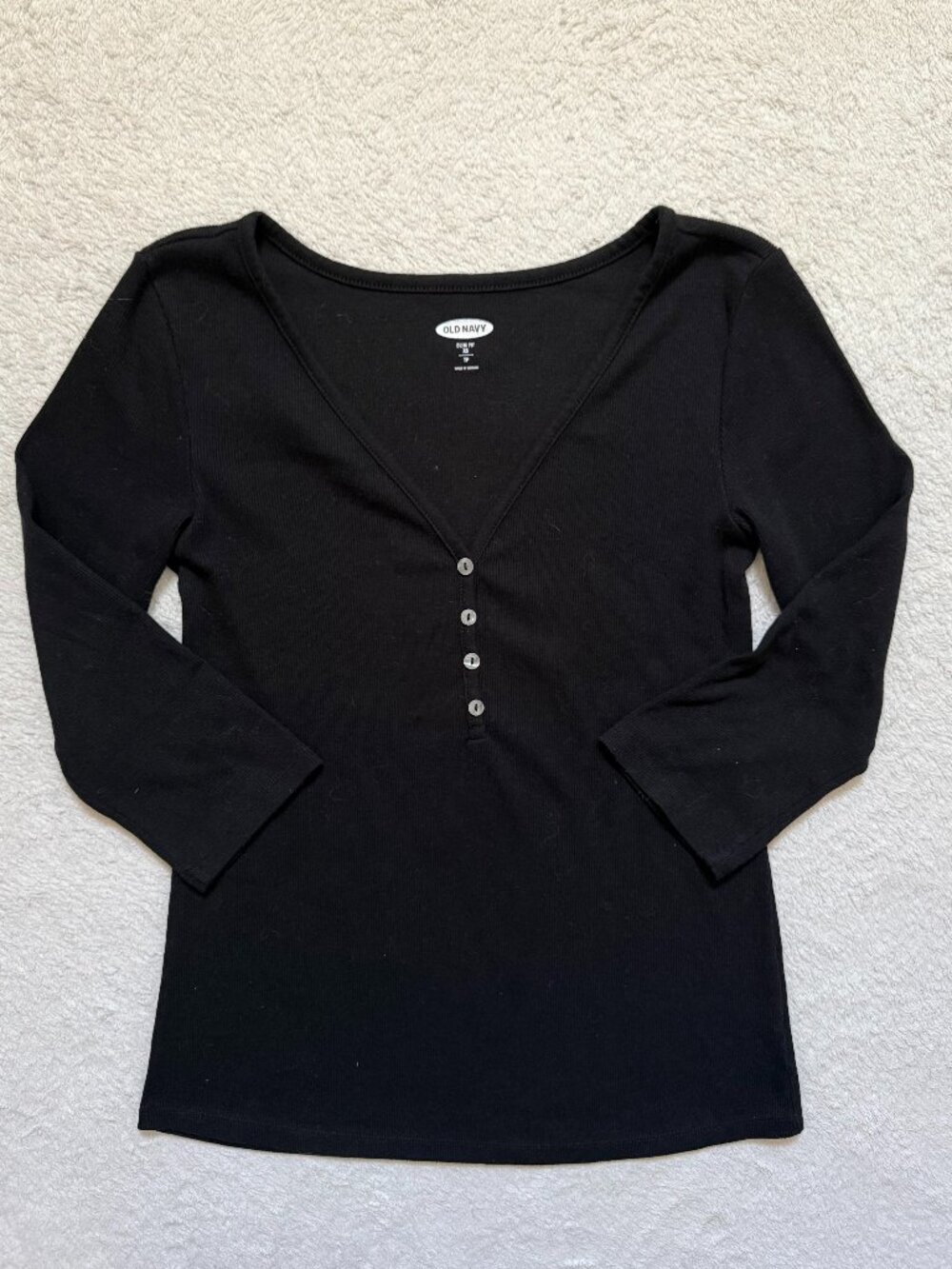 Old Navy Henley V-neck Top - Black